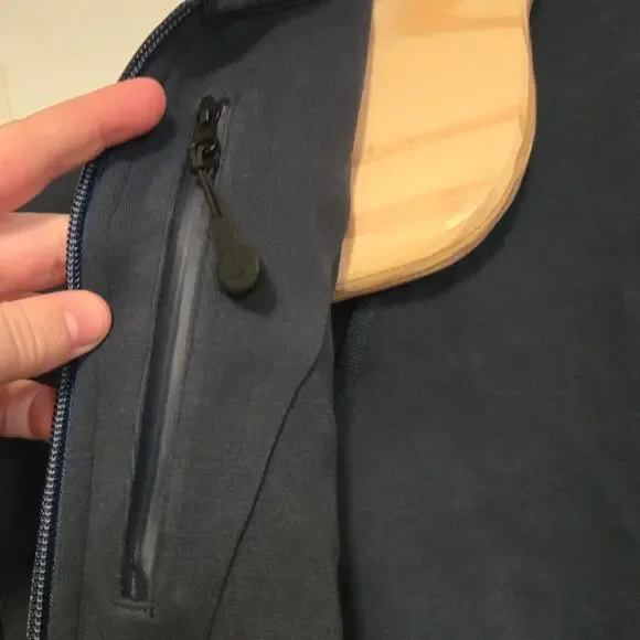 Apple Store Employee Full Zip Bomber Jacket Navy Blue White Logo Mens Medium - Picture 5 of 8